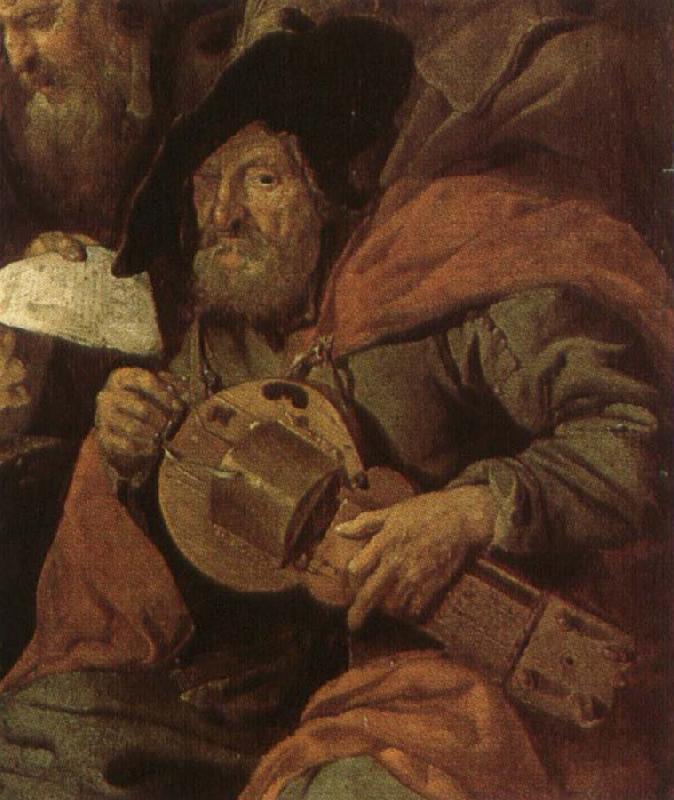 Hans Multscher showing ahurdy gurdy player France oil painting art